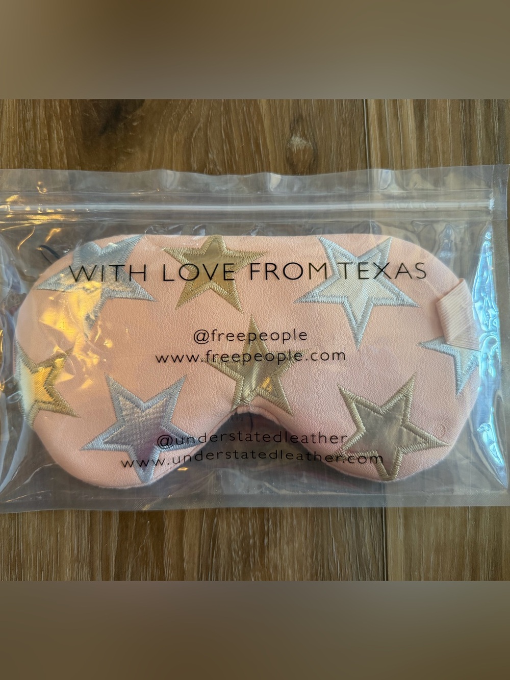 Free People love from Texas Star Embroidered Sleep Mask with Metallic Accents